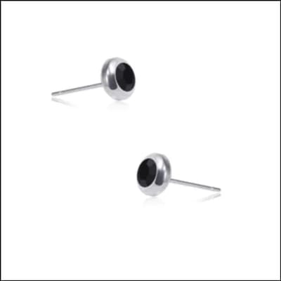 Aramat Jewels | Oorbellen | RVS Ronde Oorbellen met Zirkonia - Diverse Kleuren Studs | Zilverkleur / Zwart / 6mm | | | Staal | Kinderen, Volwassenen | Verkleurd niet