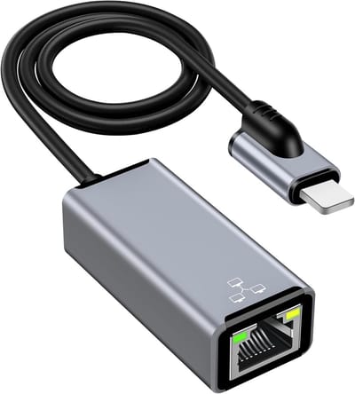 Lightning naar Ethernet Adapter met Oplaadpoort, 100Mbps Hoge Snelheid, Compatibel met iPhone/iPad/iPod, Betrouwbare Netwerkverbinding en Snelle Dataoverdracht