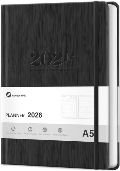 Week & Maandplanner 2026 A5 Gevoerd Hardcover Agenda Kalender