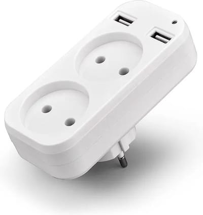 BSTNL Verdeelstekker - Multifunctionele Stekkerdoos - 2 USB-Poorten & 2 Stopcontacten - Stopcontact Splitter - Wit