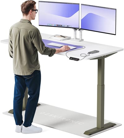 Desktronic HomeOne Zit-sta Bureau Elektrisch In Hoogte Verstelbaar, 160x80 cm Groente/Wit, Stille Dubbele Motor, Hoogte 72-119cm