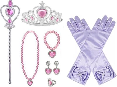 Het Betere Merk - Prinsessenjurk meisje - Prinsessen speelgoed meisje - Speelgoed Meisje 3 jaar - voor bij je prinsessen jurk - Tiara - Prinsessen Verkleedkleding - Paarse Handschoenen