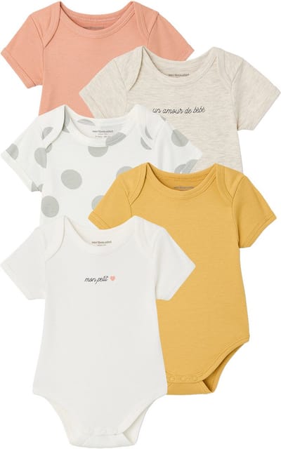 Vertbaudet Set van 5 body's baby korte mouwen