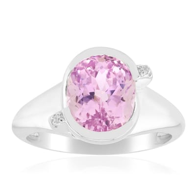 Cavill - Zilveren Ring 925 - Ovale Kunziet 3,145 ct Briljantslijpsel met Zirkonia - Palladium Verguld - Modern Elegant Design - Unieke Zilveren Ring
