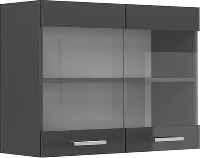 Vicco R-Line Glazen keukenkast – 80 cm Antraciet Hoogglans