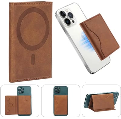 PU Lederen Kaart- en Portemonnee – Magnetische Driebladige Kaarthouder – Geschikt voor iPhone 12/13/14/15/16 Pro, Pro Max en Mini