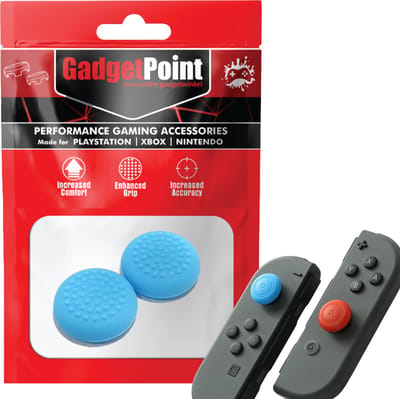 Gadgetpoint - Thumb Grips voor Nintendo Switch Joy-Con Controllers - Gaming Thumbgrips - Performance Anti-Slip Thumbsticks - Bescherming Accessoires - Thumbs Stippen - Blauw