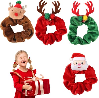 Set van 4 Fluwelen Scrunchies voor Dames, Elastische Haarbanden voor Meisjes, Perfect voor Feestdagen en Casual Gebruik