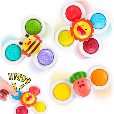 Rotating Baby Bath Toys met Zuignappen voor Sensory Spelplezier, Silicone Speelgoed voor Jongens en Meisjes, Geschikt voor 1 Jaar en Oudere