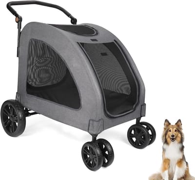 Hondenwagen Grote Honden - Dierenbuggy Jogger - Comfortabel Vervoer - Opvouwbaar Zonder Gereedschap - Tot 54 kg - Grijs