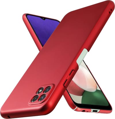 Cadorabo Hoesje geschikt voor Samsung Galaxy A22 5G in METAAL ROOD - Hard Case Cover beschermhoes in metaal look tegen krassen en stoten