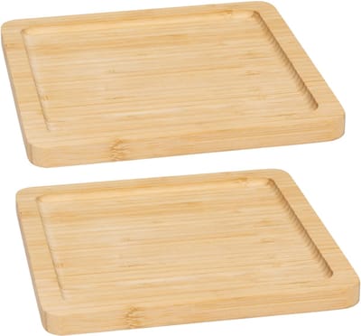 5Five Serveerplankje voor hapjes/fingerfood - 2x - 20 x 20 cm - bamboe hout - borrelplank - tapasplank