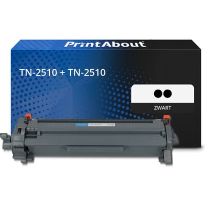 PrintAbout huismerk Toner TN-2510 + TN-2510 Zwart Multipack Geschikt voor Brother