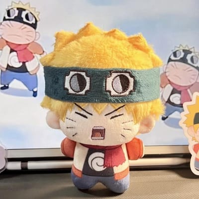Adorable poupée en coton Naruto, style anime, poupée de dessin animé kawaii Uzumaki Naruto Peripheral, 10 cm, jouet en peluche, cadeau pour enfants yellow