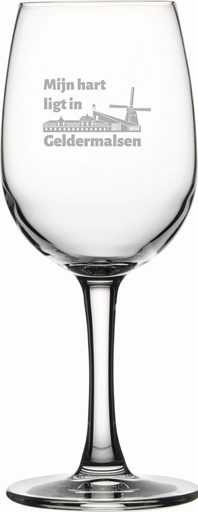 Gegraveerde witte wijnglas 26cl Geldermalsen
