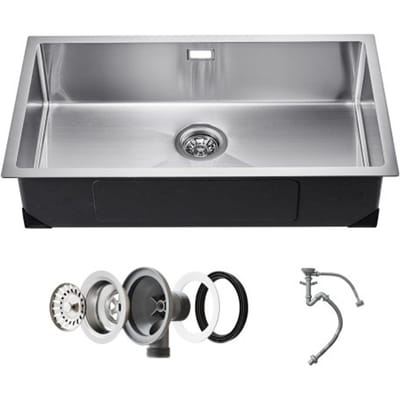 VEVOR Keuken Spoelbak Inbouw Spoelbak 76 x 43 x 19 cm Gemaakt van Roestvrij Staal Spoelbakken Onderbouw Spoelbakken, Enkele Kom met Accessoires, Huishoudelijke Spoelbak voor RV Voorbereiding Keukenbar