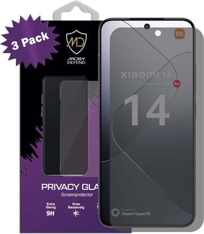 3-Pack MobyDefend Screenprotectors - Geschikt voor Xiaomi 14 - HD Privacy Glass Screensavers