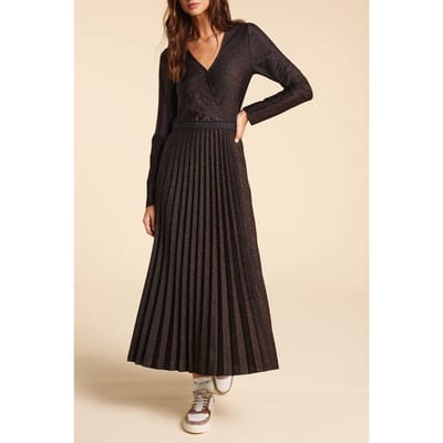 ICode Black Copper Glitter Knit Long Dress Maat: 38 | Midi Jurken Outlet | Dames | Zwart