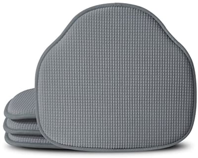 Grijze Keuken Kussens voor Eetkamerstoelen - Antislip Zitkussens met Foam en Textuur, Set van 4 (43 x 39 cm)