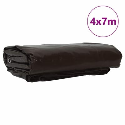 vidaXL - Zeil - 650g - / - m² - Bruin - 4 - x - 7 - m - Canvas - met - PVC-coating