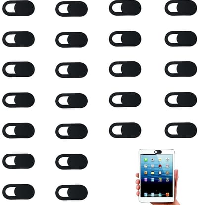 EXCITAT 24 stuks - Camerahoezen - Lensbeschermers - Geschikt voor telefoons, tablets, laptops - Zwart