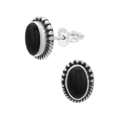 WeLoveSilver zilveren oorstekers dames - onyx steen - 8 mm