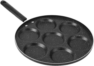 7 Hole Frying Pan - Pannenkoekenpan Skillet - Pancakes Bakken - Zelfnivellerende Coating - 28 cm - Zwart