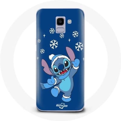 Hoesje voor Samsung Galaxy A6 2018 Stitch sneeuw Kerst blauw
