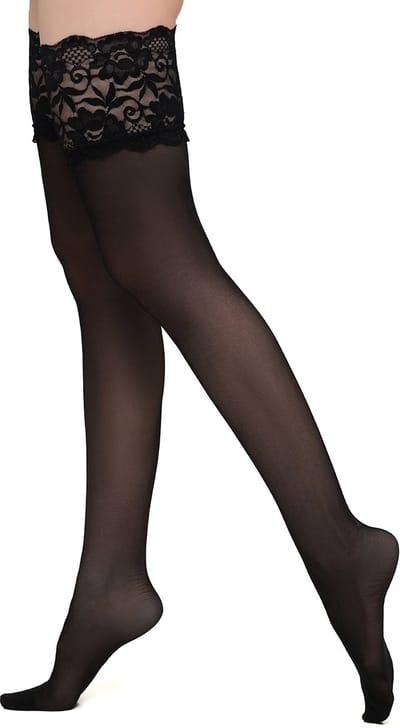 GIULIA Hold Up Kousen - Passion20 - Hold Up - Stay Up - Hold Up Stockings - Kanten Boord - Zelf Ophoudend - 20 Den - XL/XXL - Zwart