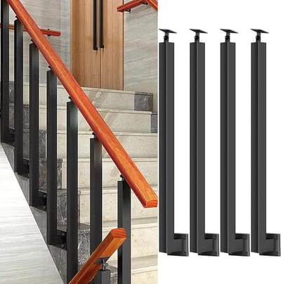 Vierkante Leuningpalen - Balustrade Spindels - Terras Omheining - 270° Verstelbare Hoek - Hoogte 90cm - Zwart