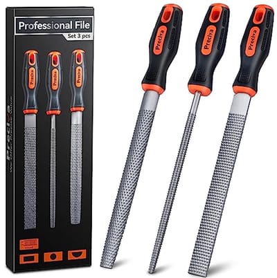 3-in-1 Houten Vijlgereedschapsset - Plat, Halfrond en Rond van Koolstofstaal