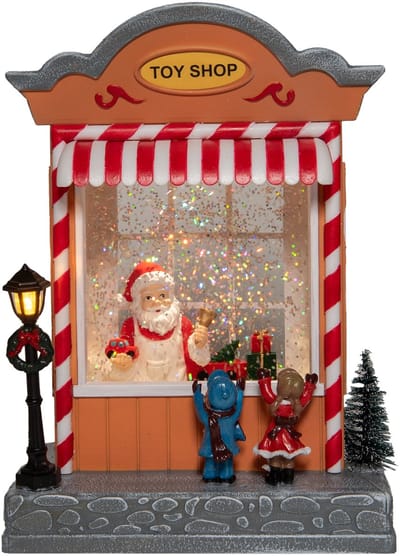 Anna's Collection Snowglobe speelgoedwinkel - met sneeuwpop - 22 cm - sneeuwbol lantaarn - kerstdecoratie