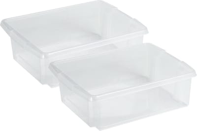 Sunware Opslagbox Nesta - 2x - kunststof - 17L - transparant - 45 x 36 x 14 cm - stapelbaar
