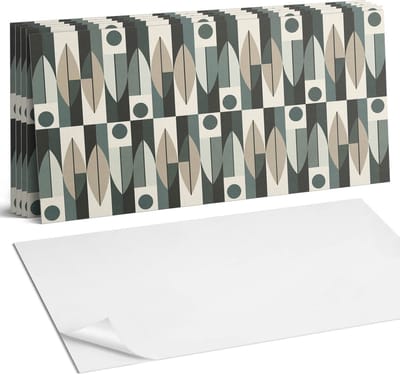 Coloray Plaktegels - Abstract geometrisch patroon Wandtegel Zelfklevend - 60 cm x 30 cm - Grijs Plaktegels - 6 stuks - Rechthoek PVC Tegels - Plaktegels Keuken - Zelfklevende Vloertegels Badkamer - Vinyltegels Vloer Zelfklevend - Portugese Tegels