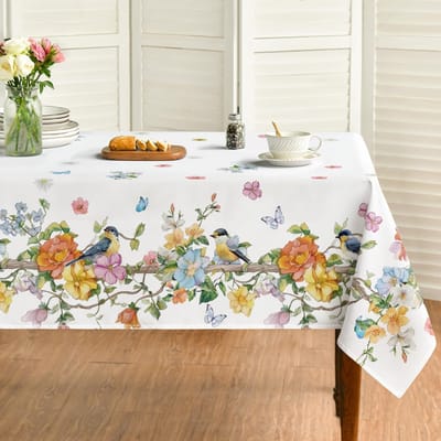 Lentebloemen Vogel Vlinder Klimop Rechthoekig Tafelkleed Feestdecoratie Wasbaar Keuken Eettafelkleed Bruiloftsdecoraties 100x160cm