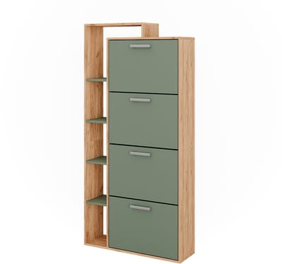 Vicco Orlando Schoenenkantelaar – 80 x 166.1 cm met 4 compartimenten Goldkraft eik/groen