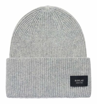 REPLAY muts Beanie Gray Melange Lichtgrijs
