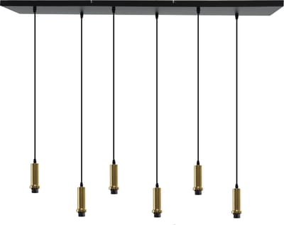 Olucia - RIKA - Hanglamp - Goud / Zwart - 6L - Vorm: Rechthoek