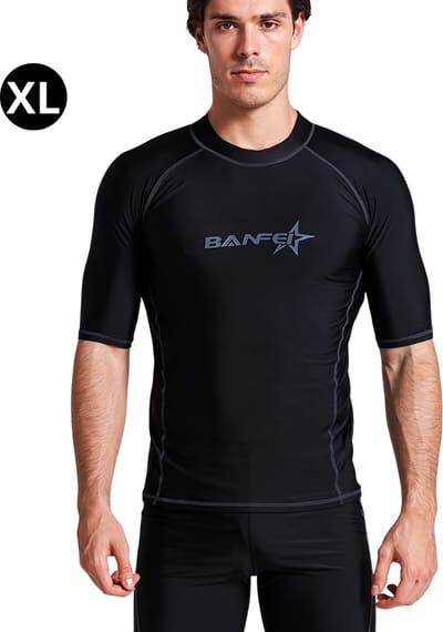 Livano Rash Guard - Surf Shirt - Zwemkleding - UV Beschermende Kleding - Voor Zwemmen - Surfen - Duiken - Zwart - Maat XL