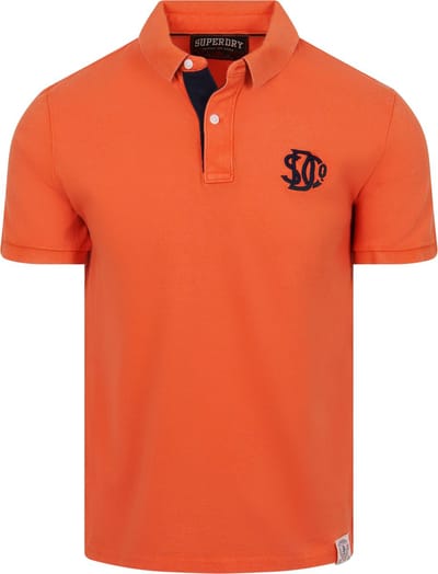 Superdry Polo Piqué Monogram Oranje - Maat 3XL - Heren