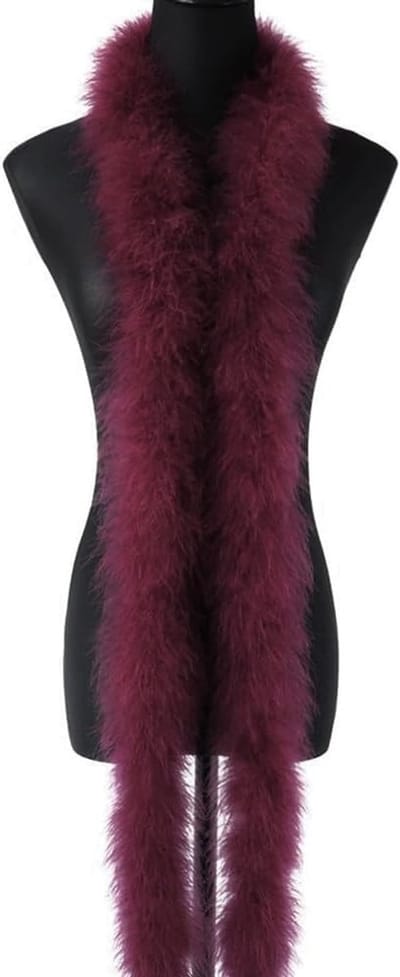 Fluffy Pluizige Veren Boa voor Feestelijke Gelegenheden zoals Kerst, Bruiloften en Carnavalsdecoratie - 2 m 8 cm in Wijnrood, Lichtgewicht en Stijlvol Accessoire