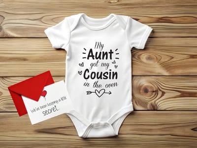 Hospitrix Baby Rompertje met Tekst "My Aunt Got My Cousin In The Oven" | Korte Mouw | Cadeau voor Zwangerschap | Bekendmaking | Aankondiging | Tante |