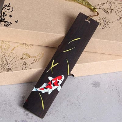 Houtkleur Geschilderde Chinese Stijl Bladwijzer Retro Beeldhouwwerk Ebbenhout Boekclip Pagina Markering Studenten Schrijfwaren Schoolbenodigdheden black