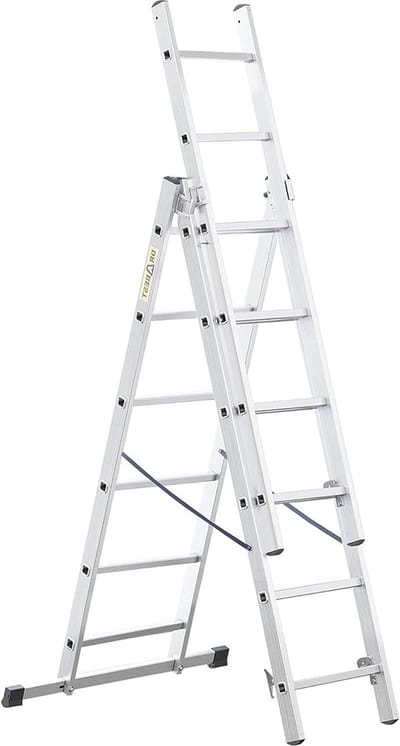 Aluminium trapladder 3x6 treden - lichtgewicht - opvouwbare ladder voor thuis - capaciteit 150 kg - 46x165x13cm Trapladder