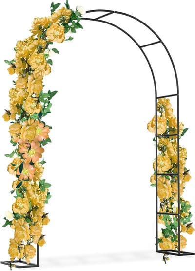 NAIZY Rozenboog metaal 240 x 192 x 38 cm klimhulp klimrooster bruiloftsboog weerbestendig vrijstaand tuinboog voor klimplanten en rozen zwart