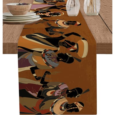 Afrikaanse Vrouw Linnen Tafelkleden Commode Sjaals Tafeldecoratie Zuidwest Egyptisch Meisje Eettafelkleden Feestdecoraties 150x33cm