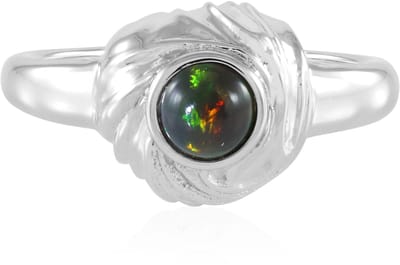 Cavill - Zilveren ring met Mezezo Opaal 0,30 ct - 925 Sterling Zilver Geplatineerd - Ronde Cabochon Edelsteenring voor Vrouwen