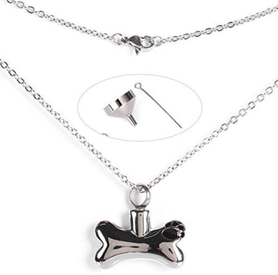 Ash Hanger ketting voor Huisdier, Memorial Botvormige Urn - Crematie Sieraden met Schroefsluiting - Aandenken en Vuller Kit - Dieren Gedenksieraad.