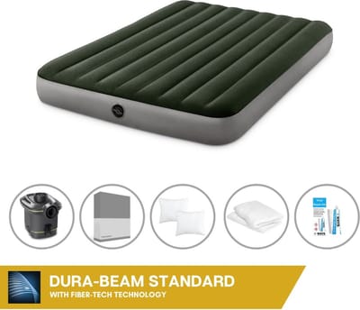 Intex Luchtbed - 2-Persoons - 152 x 203 x 25 cm - Groen - Inclusief pomp - Hoeslaken - Kussen - Kussenbeschermer en Reparatieset