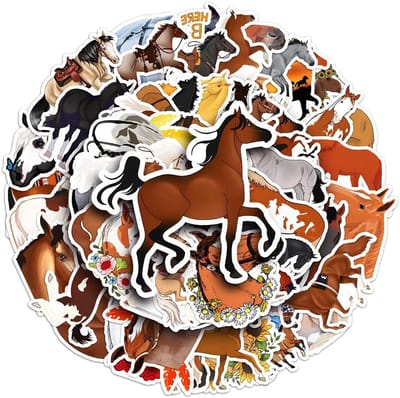 Cartoon Paarden Stickers - Creatieve Decoraties - DIY Personaliseren - Water- en Zonbestendig - 50 Stuks Set